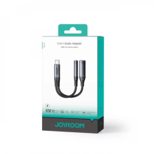 Adapteris Joyroom &quot; SY-C02 2in1&quot; juodas 14cm (Input: &quot;Type-C&quot; / Output: AUX / &quot;Type-C&quot;)