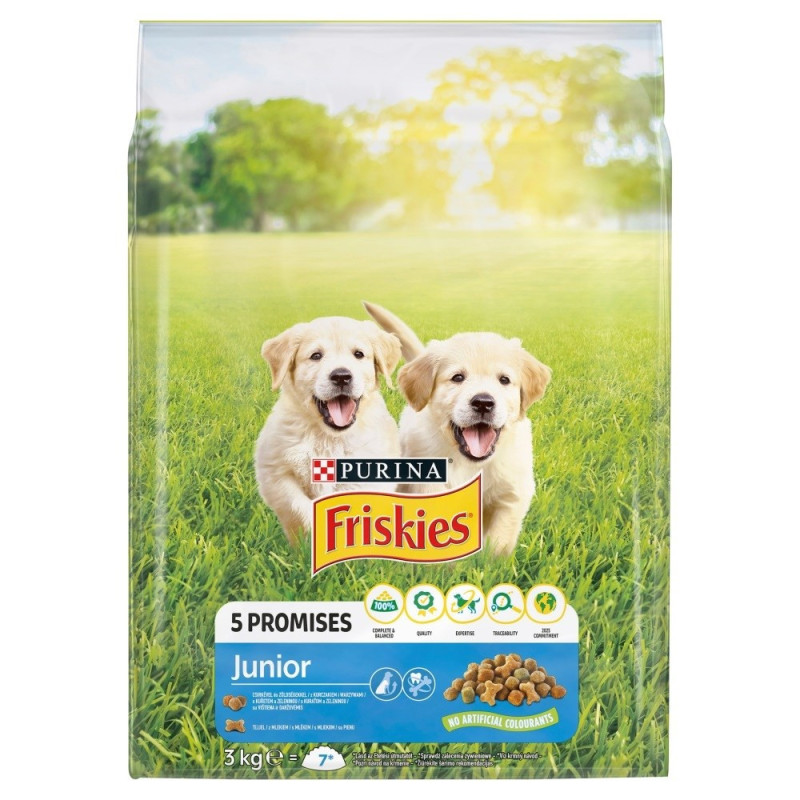 FRISKIES Junior Chicken su daržovėmis - sausas šunų maistas - 3 kg