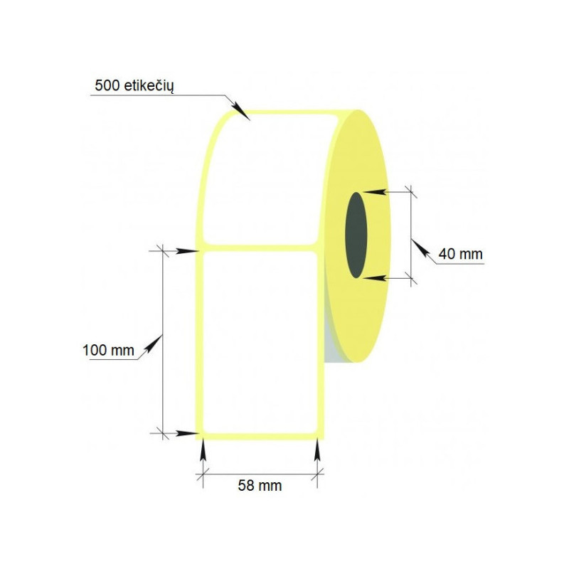 Adhesive thermal labels 58x100mm, 500 pcs.