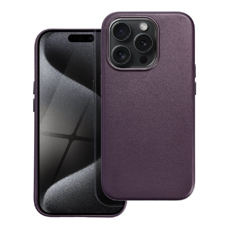 Dėklas Leather Mag Cover (MagSafe) skirtas iPhone 14 Pro Max violetinis