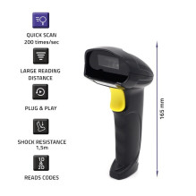 Qoltec 50853 Laser barcode scanner 1D , 2D , Black