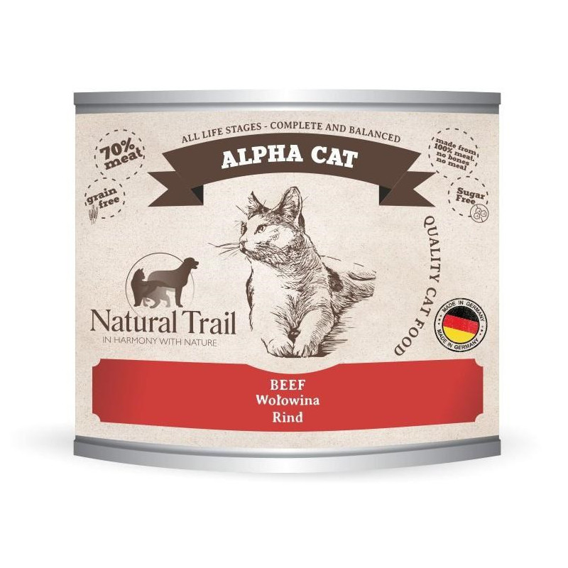 NATURAL TRAIL Alpha Cat Beef - šlapias kačių maistas - 200g