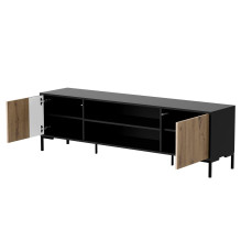 Cama RTV spinta MERCI RTV spintelė 180 x 40 x 53,5 cm juoda / ąžuolas amatininkas