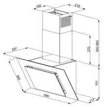 Vertikalus Eco Duo Glass Sieninis kamino gaubtas Juodas