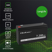 Qoltec 53072 AGM battery , 6V , 7.2 Ah