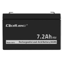 Qoltec 53072 AGM battery , 6V , 7.2 Ah