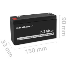 Qoltec 53072 AGM battery , 6V , 7.2 Ah