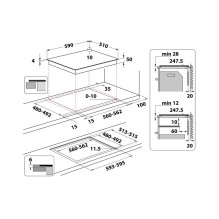 Whirlpool WS Q2160 NE Black Built-in 59 cm Zone induction hob 4 zone(s)