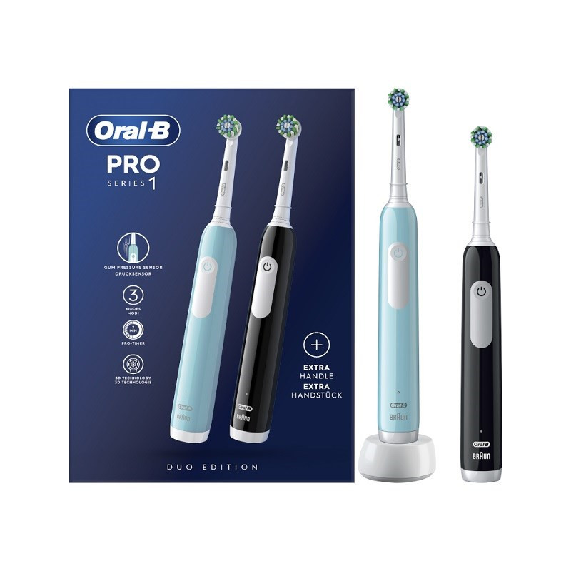 Braun Oral-B Pro Series 1 Duo elektrinis dantų šepetėlis juodas ir mėlynas