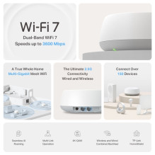 „TP-Link Be3600“ viso namų tinklo „WiFi 7“ sistemos „Deco BE25“, 2 pakuotė