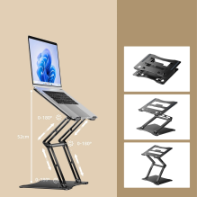 Laptop stand Wozinsky WRS-CPY75DSB aluminum + Free! smartphone stand - black