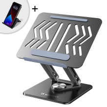 Laptop stand Wozinsky WRS-CPY84SB 360 aluminum + Free! smartphone stand - black