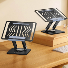 Laptop stand Wozinsky WRS-CPY84SB 360 aluminum + Free! smartphone stand - black