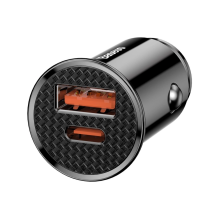 Baseus Circular PPS smart car charger with USB Quick Charge 4.0 QC 4.0 and USB-C PD 3.0 SCP ports black (CCALL-YS01)