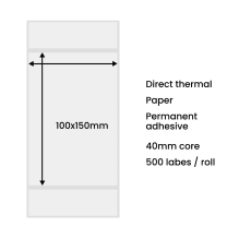 Terminės etiketės 100x150mm (500 vnt.) - baltos