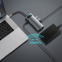 Baseus Metal Gleam 9in1 multifunctional USB Type C HUB - 3x USB 3.2 Gen 1 5Gbps / USB Type C PD 100W / VGA Full HD 60Hz 