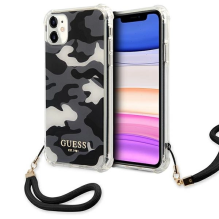 Guess GUHCN61KSARBK iPhone 11 6,1&quot; / Xr juodas / juodas kietas dėklas Camo Collection