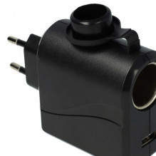 Adapter from 12V car charger to 220V power supply with 3A charging current, including USB socket