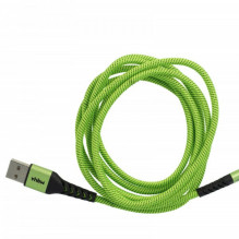 2in1 data cable USB 2.0 to Lightning, nylon, 1.80m, green-black