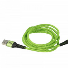 2in1 duomenų kabelis USB 2.0 į Lightning, nailoninis, 1,80 m, žaliai juodas