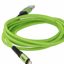 2in1 data cable USB 2.0 to Lightning, nylon, 1.80m, green-black