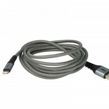 2in1 data cable USB 2.0 to Lightning, nylon, 1.80m, gray