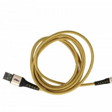 2in1 duomenų kabelis USB 2.0 į Lightning, nailoninis, 1,80 m, geltonai juodas