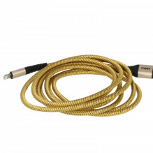 2in1 data cable USB 2.0 to Lightning, nylon, 1.80m, yellow-black