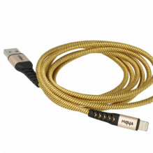 2in1 data cable USB 2.0 to Lightning, nylon, 1.80m, yellow-black