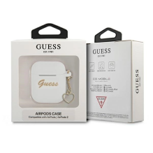 Guess GUA2LSCHSH AirPods 1 / 2 cover white / white Silicone Charm Heart Collection