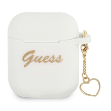 Guess GUA2LSCHSH AirPods 1 / 2 cover white / white Silicone Charm Heart Collection