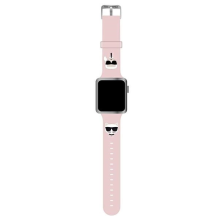 Karl Lagerfeld KLAWLSLCKP Apple Watch Strap 42/44/45mm rožinė/rožinė apyrankė Silikoninė Karl &amp; Choupette Heads