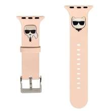 Karl Lagerfeld KLAWLSLCKP Apple Watch Strap 42/44/45mm rožinė/rožinė apyrankė Silikoninė Karl &amp; Choupette Heads