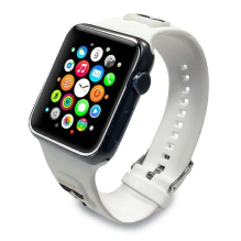 Karl Lagerfeld Pasek KLAWLSLCKW Apple Watch 42 / 44 / 45mm biały / white strap Silicone Karl &amp; Choupette Heads