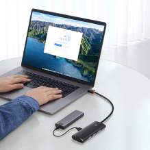 „Baseus Lite“ serijos HUB adapteris USB Type C – 4x USB 3.0 25cm juodas (WKQX030301)