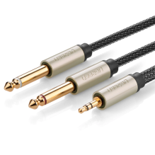 Ugreen audio cable mini jack 3.5 mm - 2 x jack 6.35 mm 2 m gray (AV126)