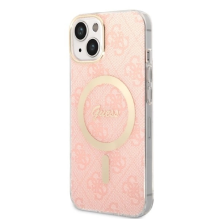 Rinkinys Guess GUBPP14SH4EACSP Case+ Charger iPhone 14 6,1&quot; rožinis / rožinis kietas dėklas 4G Print MagSafe