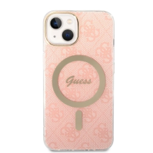 Rinkinys Guess GUBPP14SH4EACSP Case+ Charger iPhone 14 6,1&quot; rožinis / rožinis kietas dėklas 4G Print MagSafe