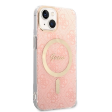 Rinkinys Guess GUBPP14SH4EACSP Case+ Charger iPhone 14 6,1&quot; rožinis / rožinis kietas dėklas 4G Print MagSafe