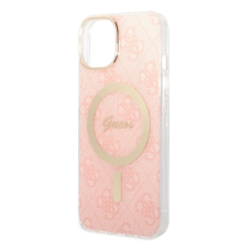 Rinkinys Guess GUBPP14SH4EACSP Case+ Charger iPhone 14 6,1&quot; rožinis / rožinis kietas dėklas 4G Print MagSafe