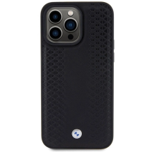 BMW Leather Diamond Pattern dėklas iPhone 15 Pro - juodas