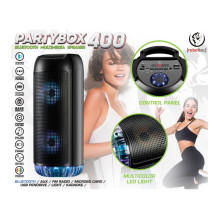 Bluetooth nešiojamas garsiakalbis Rebeltec Partybox 400 (USB, microSD, AUX, HF, RGB šviestuvas)