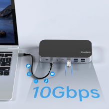 HUB Choetch M52 USB-C - USB-C PD / USB-C / USB-A / HDMI / VGA / DP / SD / TF / RJ45 / AUX - gray