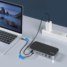 HUB Choetch M52 USB-C - USB-C PD / USB-C / USB-A / HDMI / VGA / DP / SD / TF / RJ45 / AUX - gray