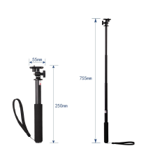 Selfie stick with camera holder - black