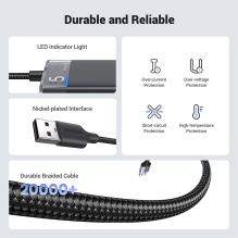 Ugreen CM653 HUB su 4 USB-A prievadais ir USB-A maitinimo laidu – juodas