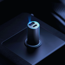 3mk Hyper Car Charger USB-C USB-A 100W – sidabro spalvos