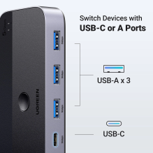 Ugreen CM662 USB 3.0 switch 2-in-4 switch + 2x USB-A cable - black