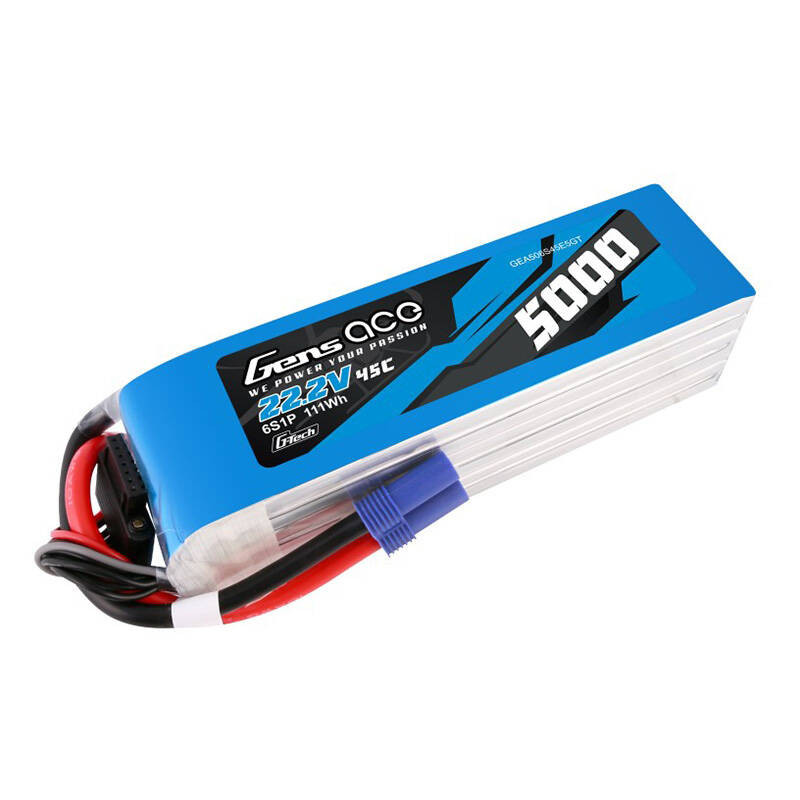 LiPo Gens ace G-Tech 5000mAh 22.2V 45C 6S1P baterija su EC5 kištuku