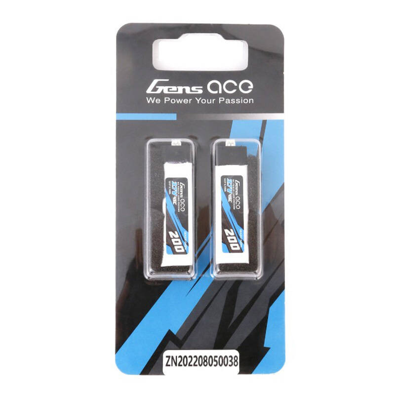 Gens ace 200mAh 3,7V 45C 1S1P Lipo baterija (2 vnt.)